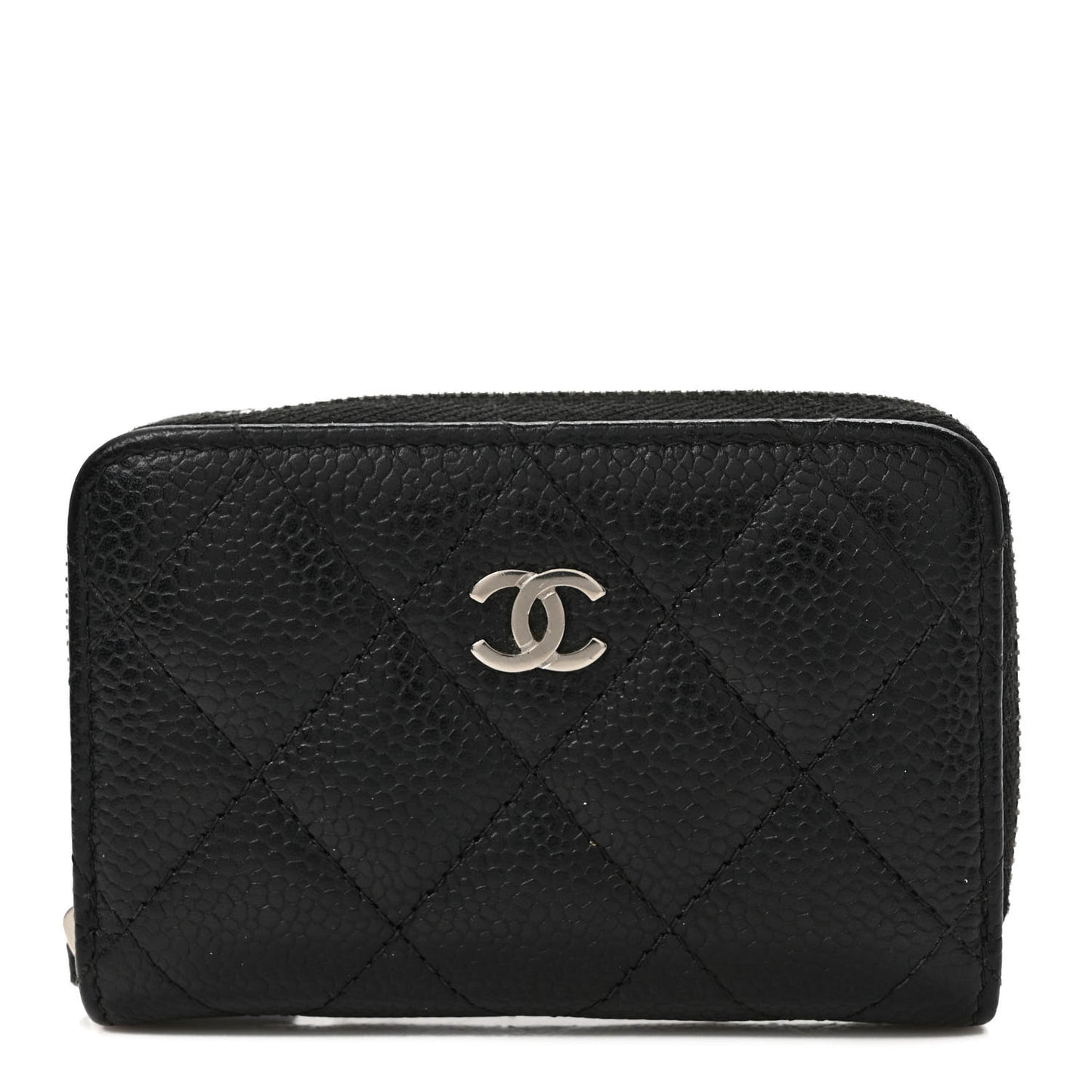 Caviar Quilted Zip Coin Purse Black