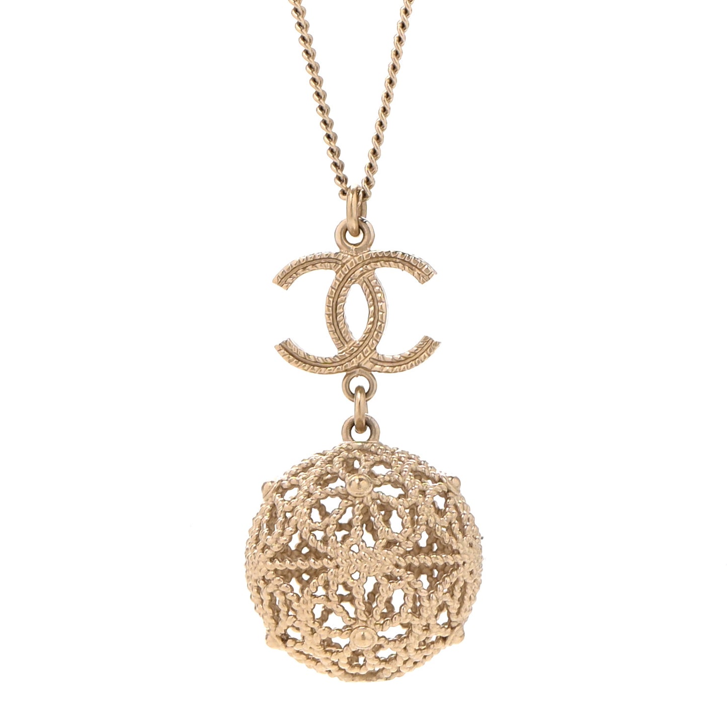Metal CC Drop Necklace Gold