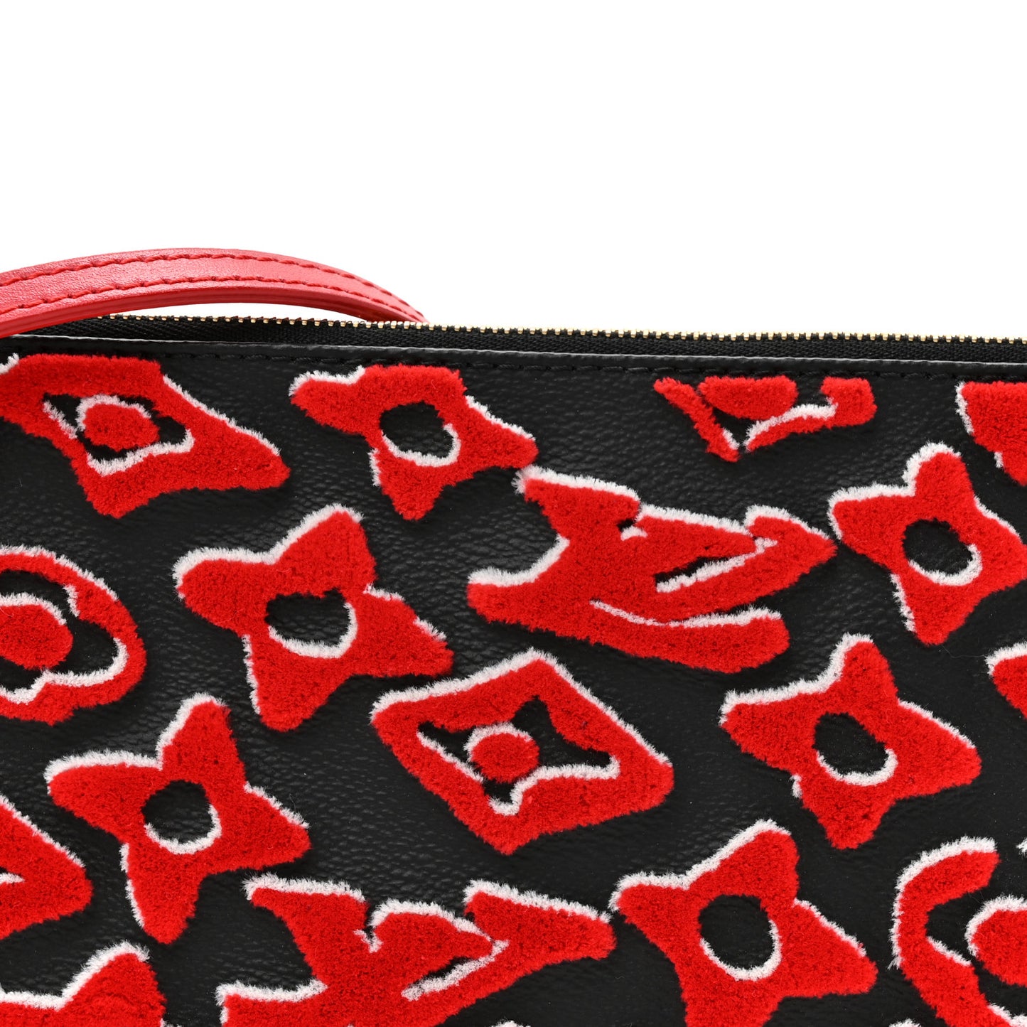 X UF Tufted Monogram Pochette Accessories Black Red Black Red
