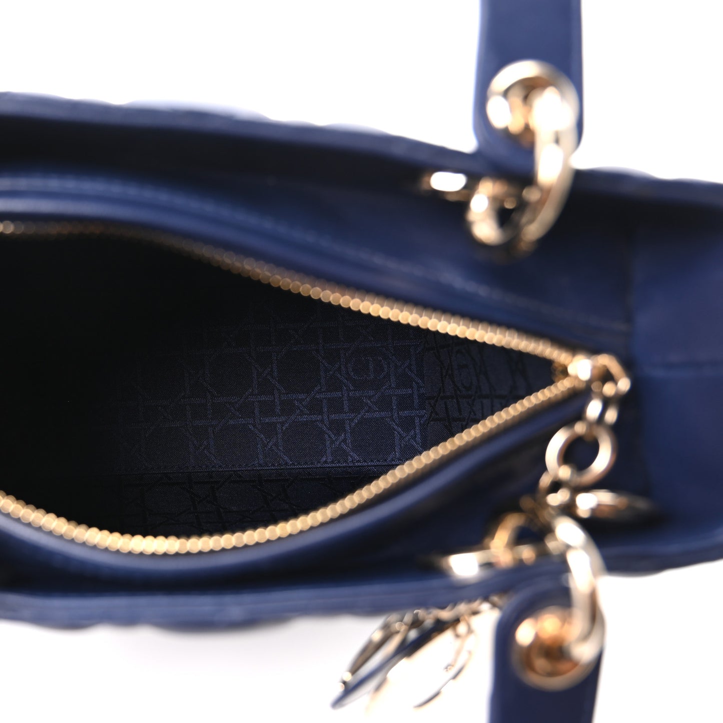 Lambskin Cannage Medium Lady Dior Navy Blue