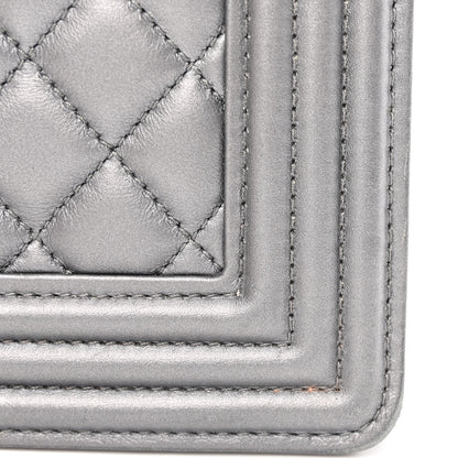 Chanel Metallic Lambskin Quilted New Medium Boy Flap Dark Silver 12 of 18