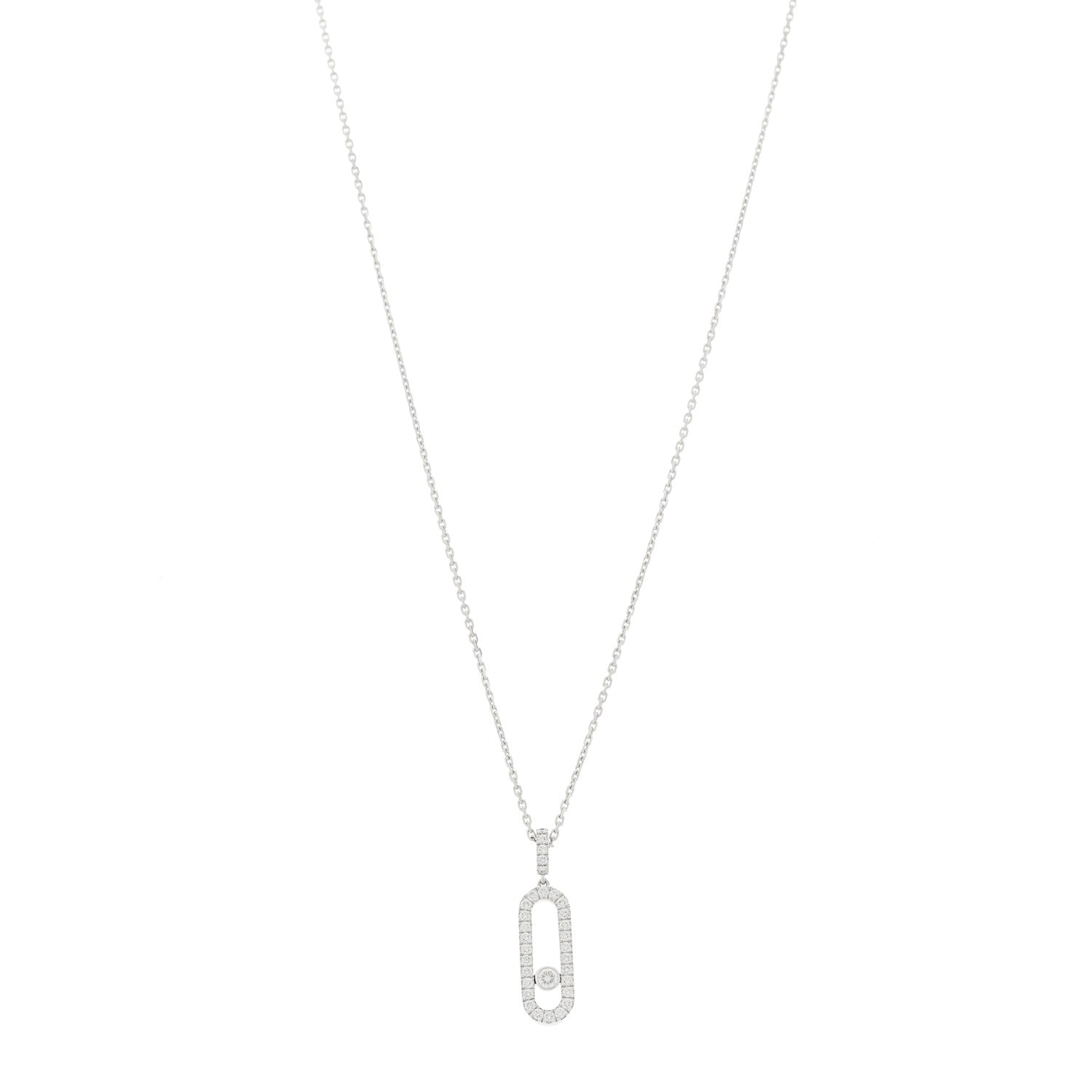 Messika 18K White Gold Diamond LM Move Uno Pave Pendant Necklace 1 of 6