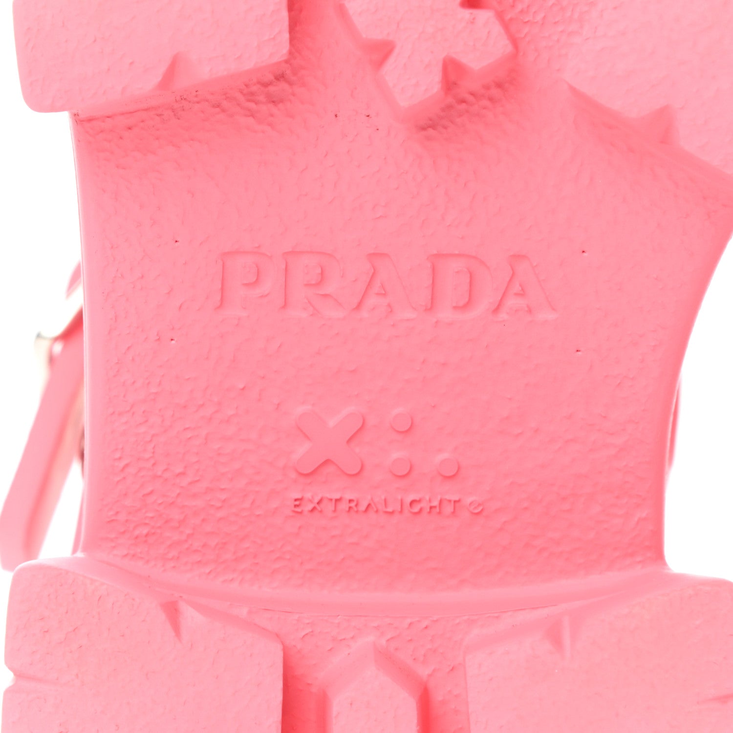 Prada Foam Rubber Metal Triangle Logo Monolith 55mm Cage Sandals 38 Begonia 6 of 9