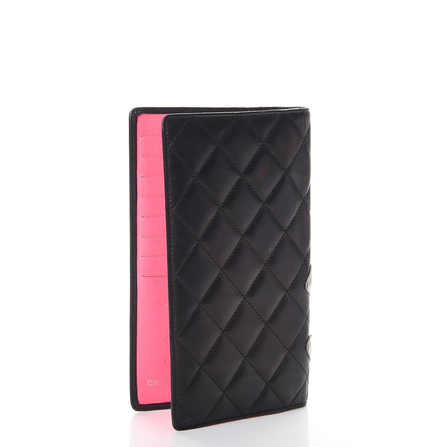 Chanel Calfskin Quilted Cambon Yen Wallet Black White 3 of 11
