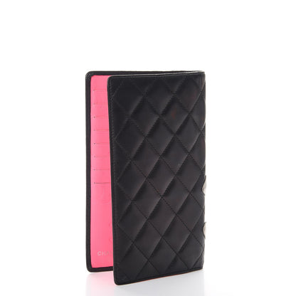 Chanel Calfskin Quilted Cambon Yen Wallet Black White 3 of 11