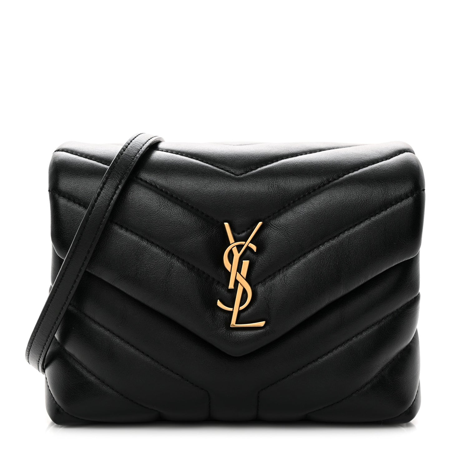 Calfskin Y Quilted Monogram Toy Loulou Crossbody Bag Black