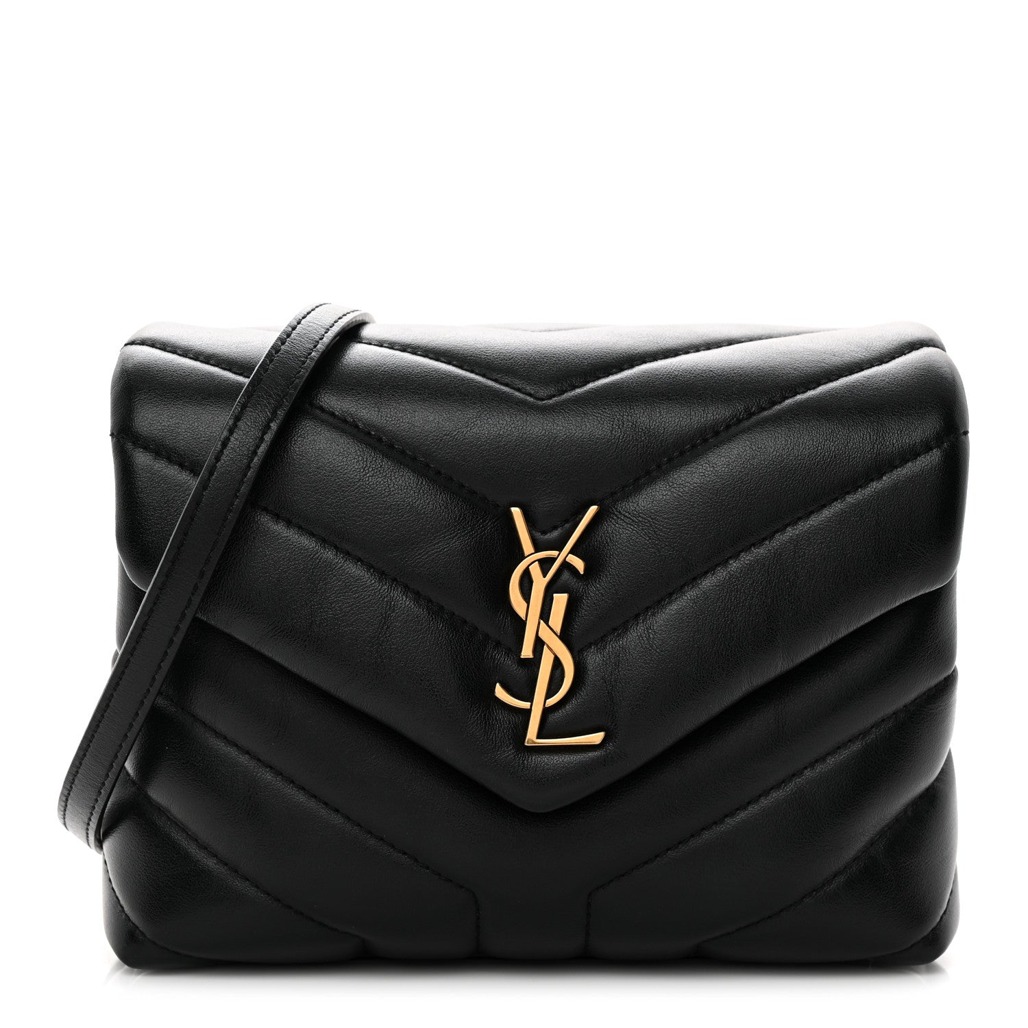 Saint Laurent Calfskin Y Quilted Monogram Toy Loulou Crossbody Bag Black 1 of 12