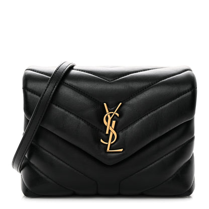 Saint Laurent Calfskin Y Quilted Monogram Toy Loulou Crossbody Bag Black 1 of 12