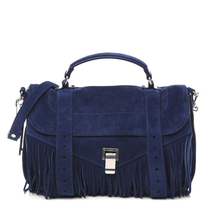 Proenza Schouler Suede Fringe Medium PS1 Satchel Indigo 1 of 8