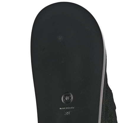 Chanel Suede Kidskin Glitter Crystal Velcro Dad Sandals 39 Black Silver 14 of 18