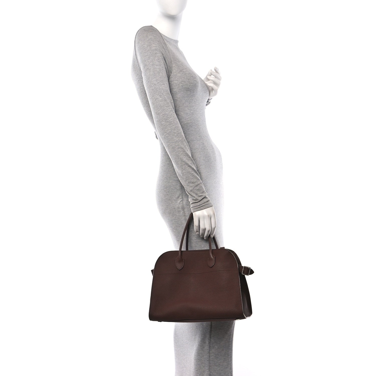 The Row Matte Grained Calfskin Soft Margaux 12 Dark Mocha 2 of 9