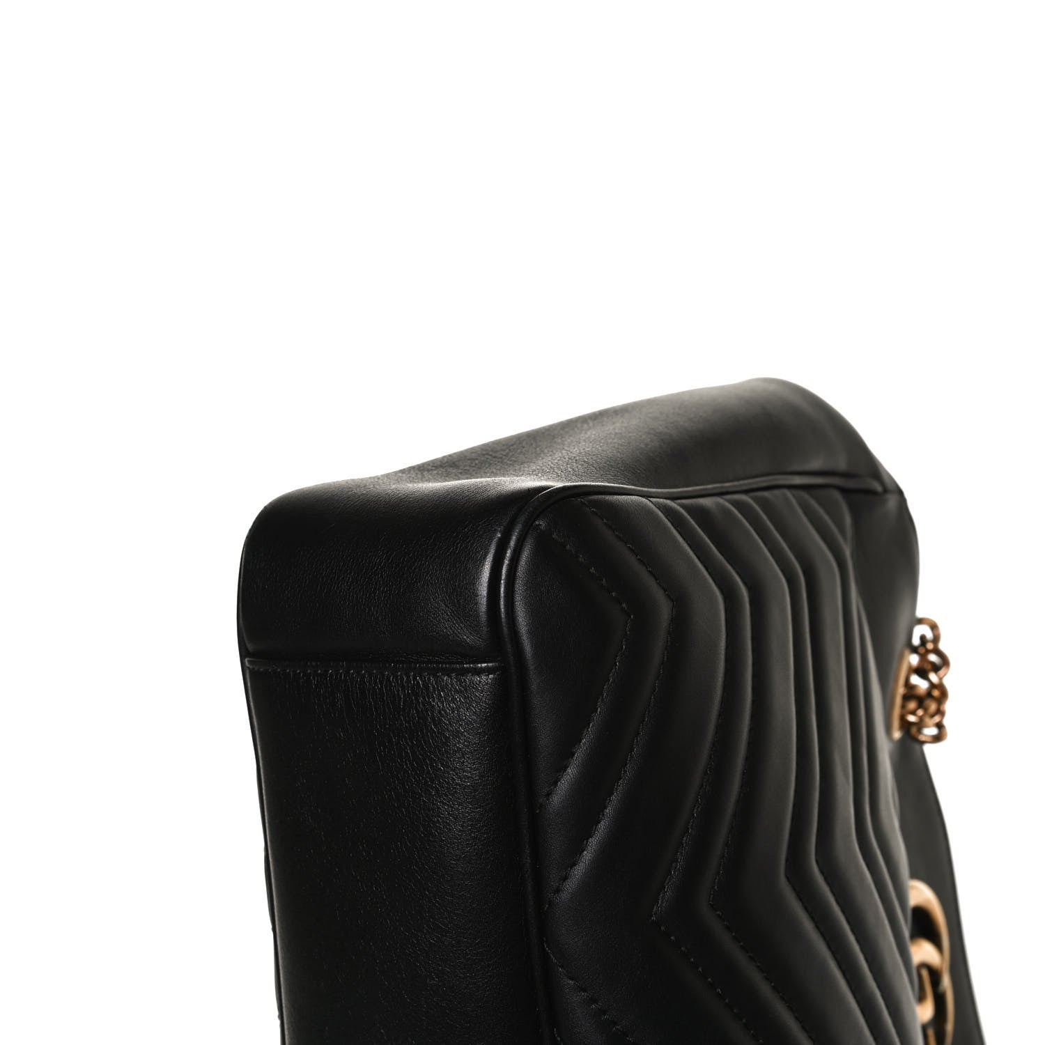 Gucci Calfskin Matelasse Medium GG Marmont Open Top Shoulder Bag Black 14 of 16