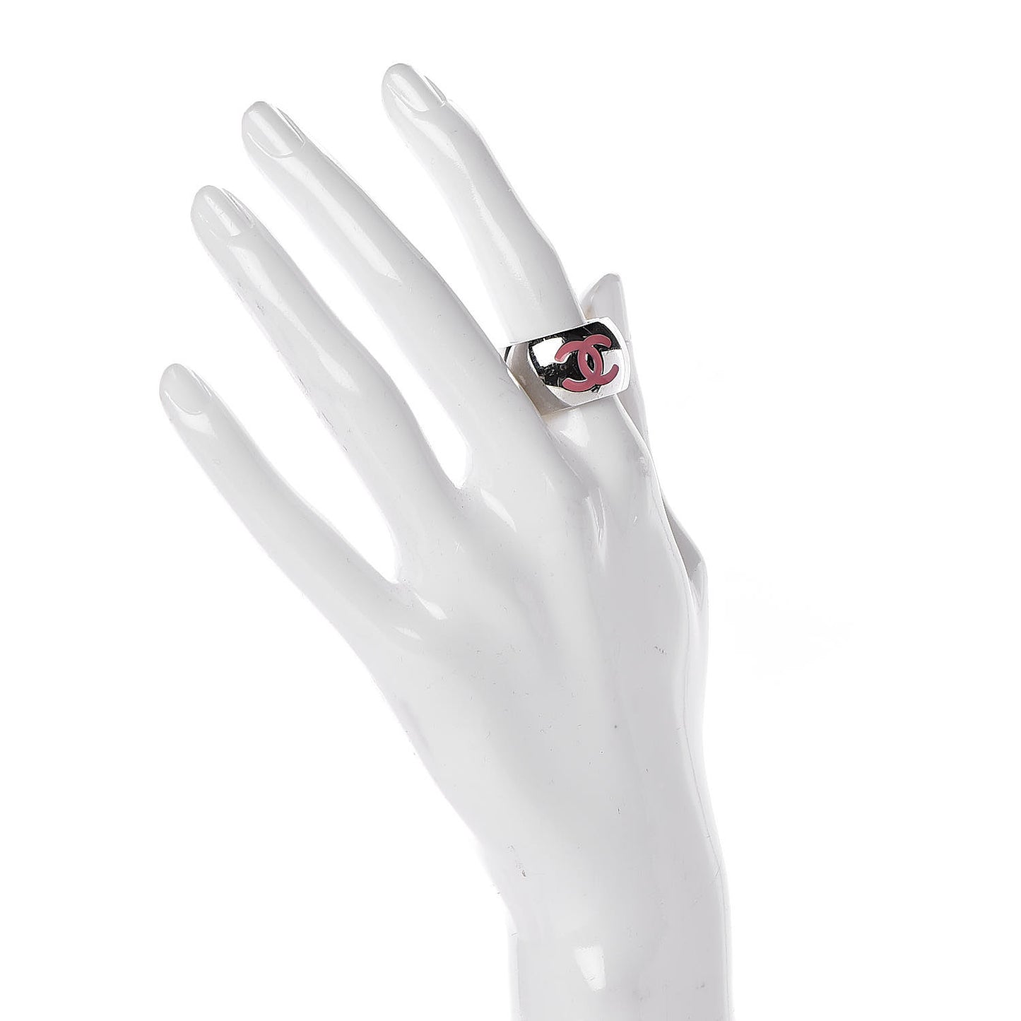 CC Heart Scarf Ring Silver Pink