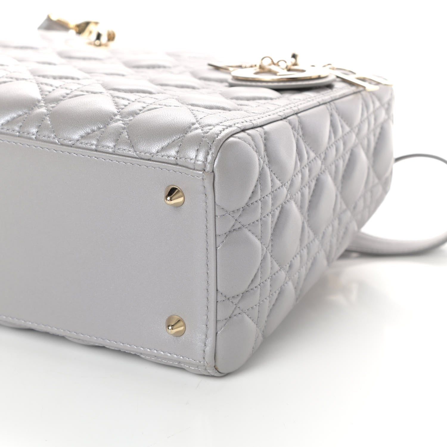 Christian Dior Pearly Lambskin Cannage Medium Lady Dior Grey 11 of 11