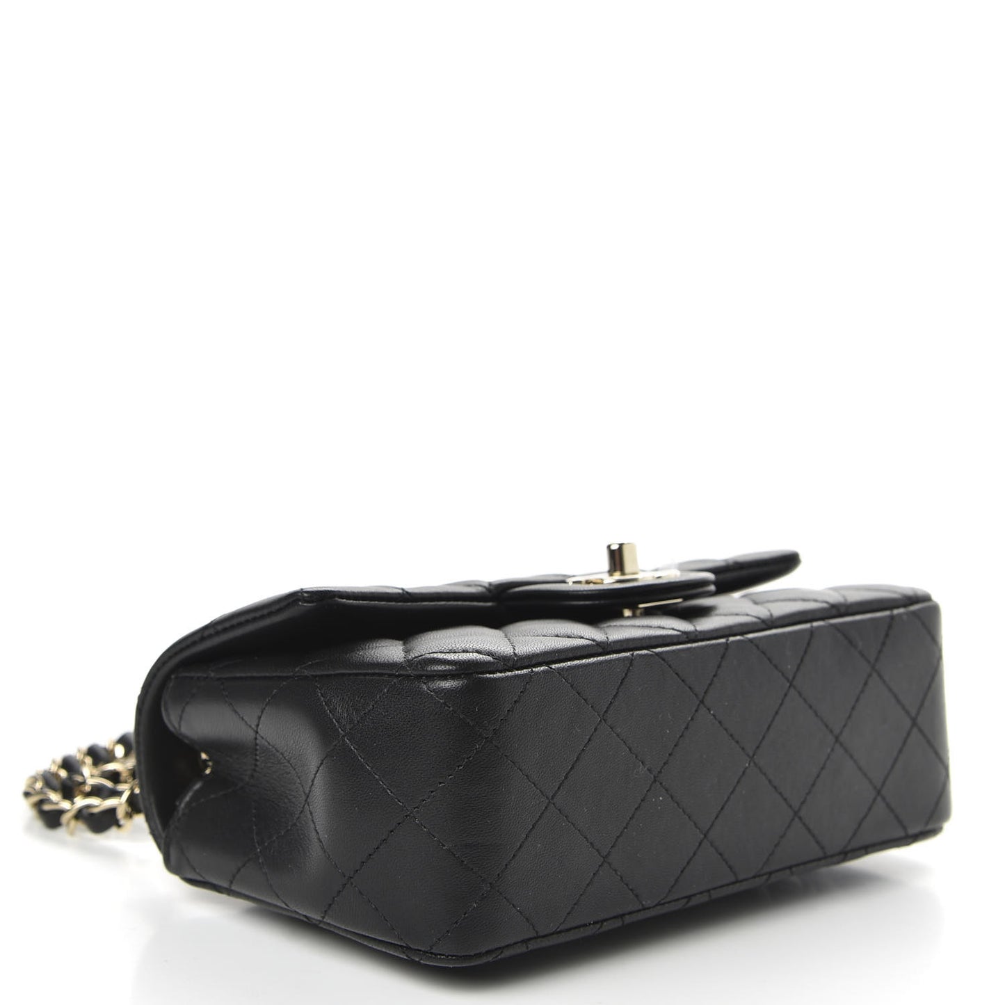 Lambskin Quilted Mini Rectangular Flap Black