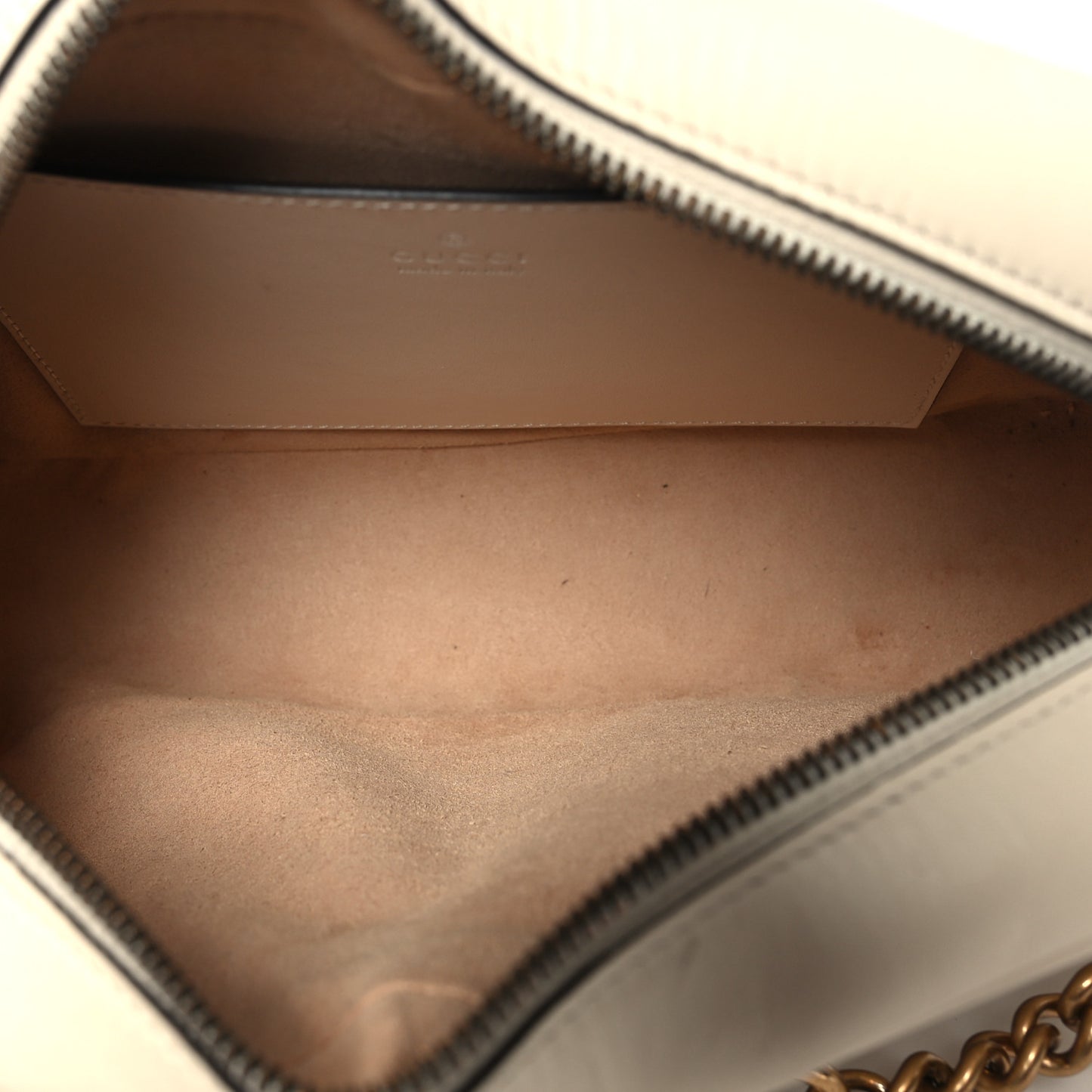 Calfskin Matelasse Small GG Marmont Chain Shoulder Bag White