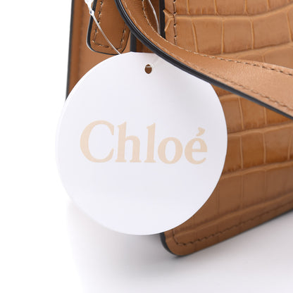 Chloe Calfskin Crocodile Embossed Small Aby Day Shoulder Bag Autumnal Brown 11 of 13
