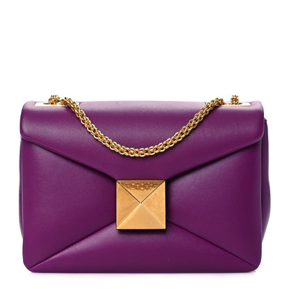 Valentino Garavani Nappa One Stud Chain Clutch Prune 1 of 9