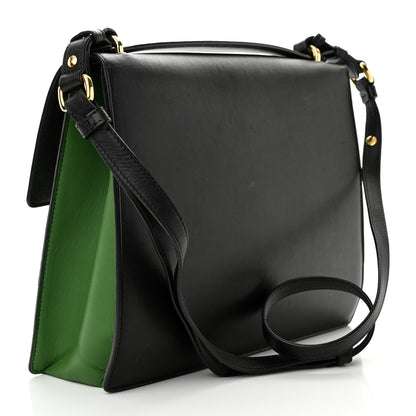 Salvatore Ferragamo Calfskin Colorblock Marisol Top Handle Shoulder Bag Black Green White 3 of 10