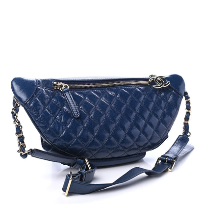 Chanel Crumpled Lambskin Quilted Waist Bag Fanny Pack Navy 2 of 4