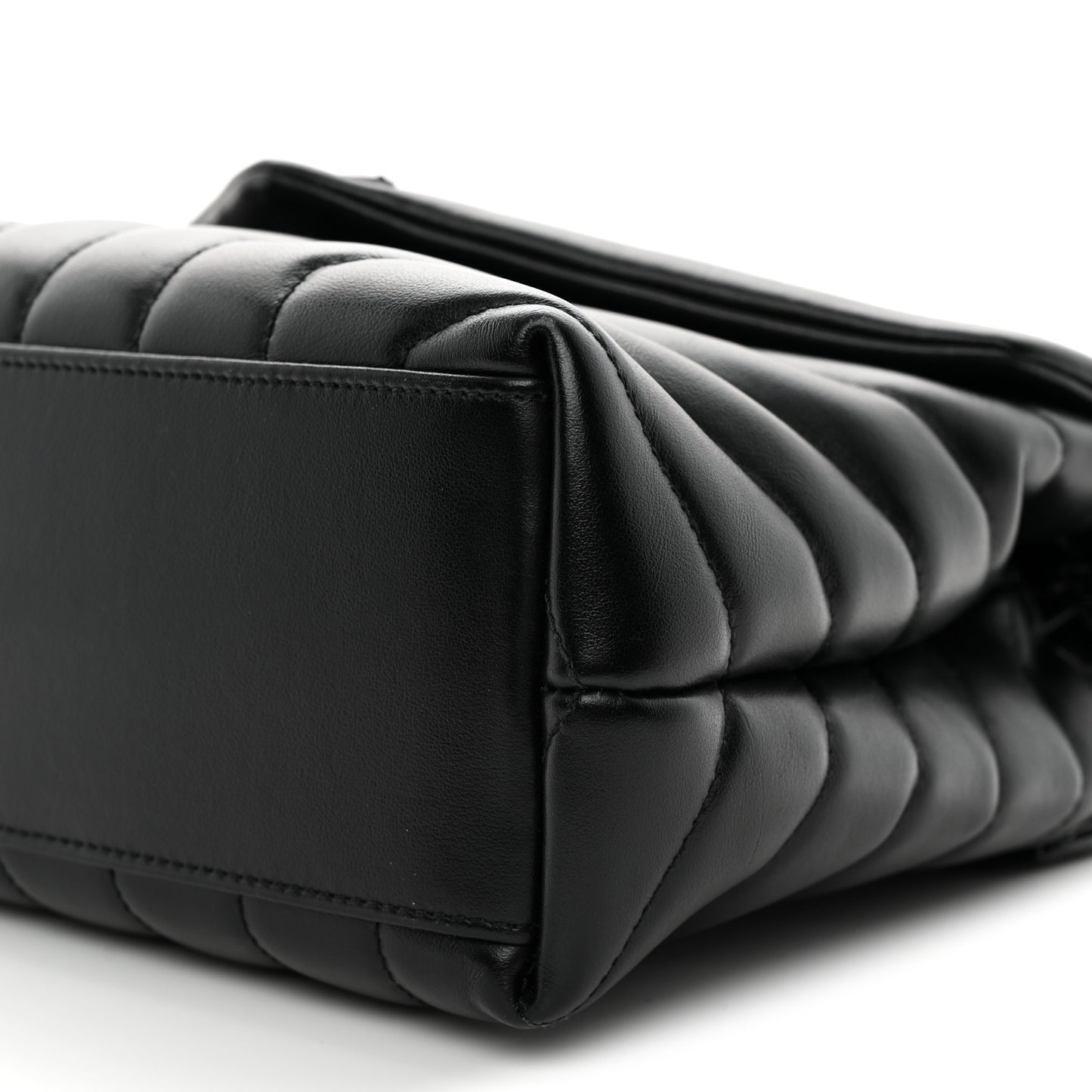 Calfskin Y Quilted Monogram Monochrome Small Loulou Chain Satchel Black Black