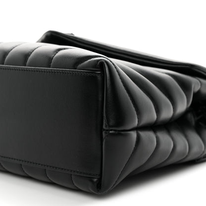 Saint Laurent Calfskin Y Quilted Monogram Monochrome Small Loulou Chain Satchel Black Black 10 of 11