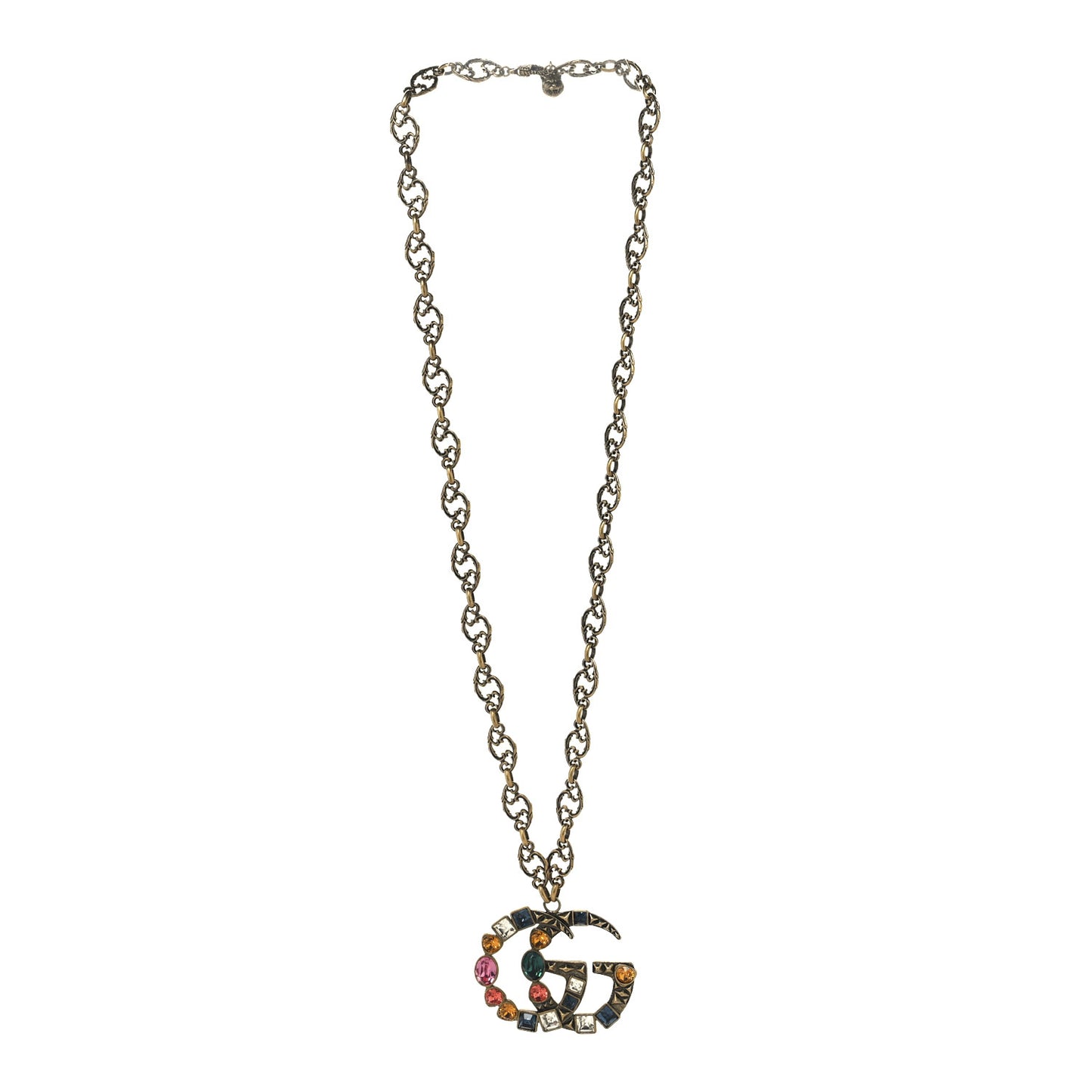 Crystal Marmont Necklace Aged Gold Multicolor