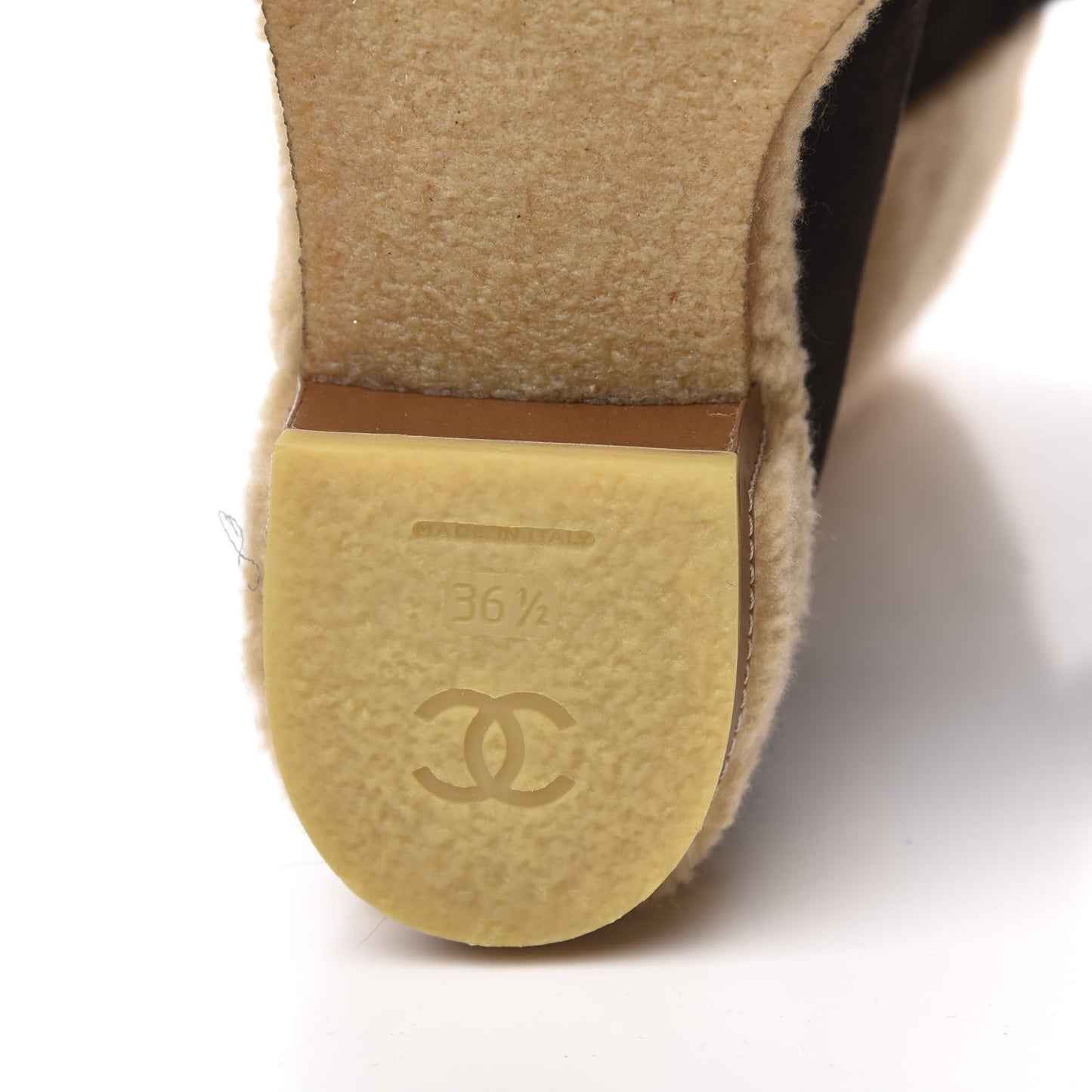 Shearling Suede Calfskin High Boots 36.5 Brown Beige