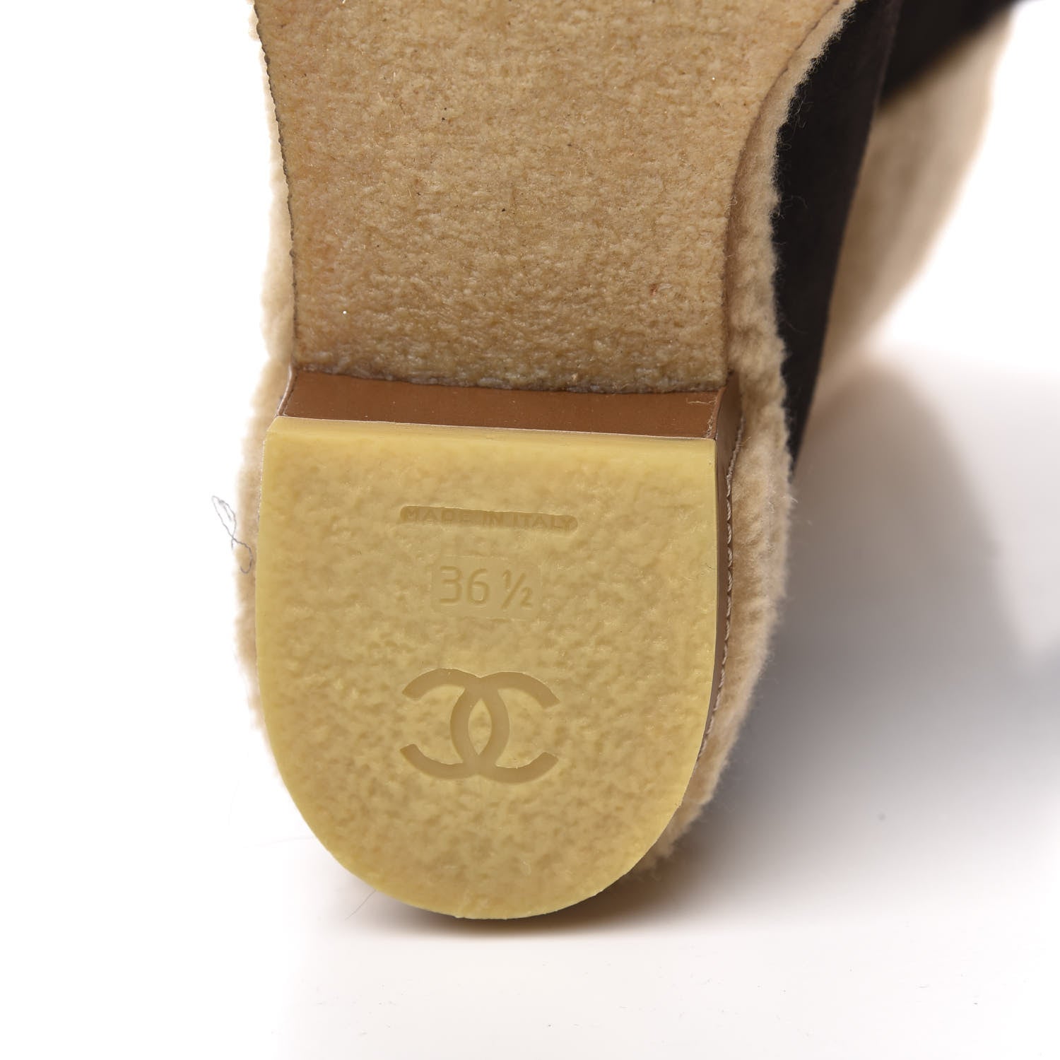 Chanel Shearling Suede Calfskin High Boots 36.5 Brown Beige 6 of 9