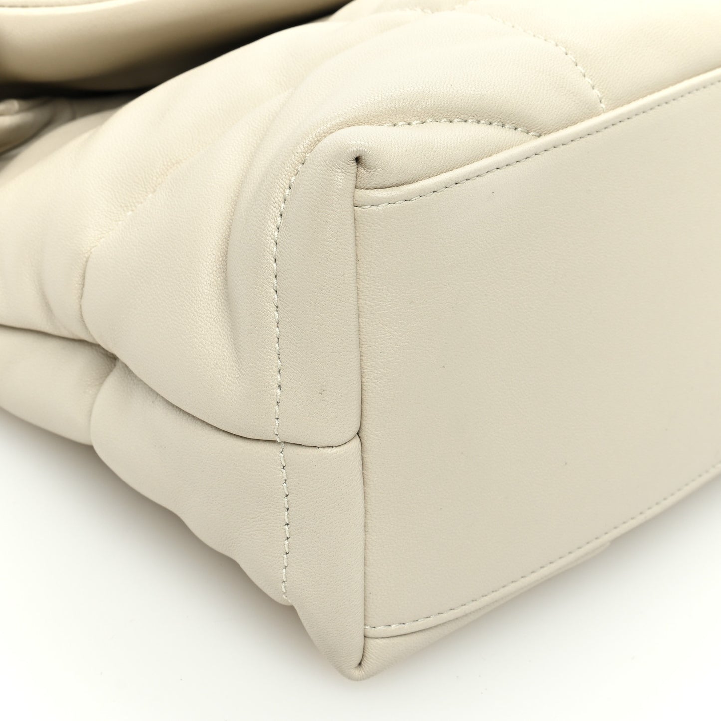 Lambskin Quilted Small Loulou Puffer Monogram Chain Satchel Crema Soft