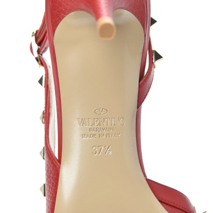 Valentino Garavani Pebbled Calfskin Rockstud Half D'Orsay Slingback 50mm Pumps 37.5 Rosso Valentino 7 of 7