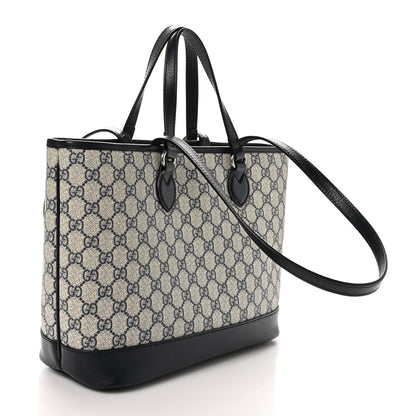 Gucci GG Supreme Monogram Textured Dollar Calfskin Small Ophidia Shoulder Tote Bag Beige Blue 3 of 9