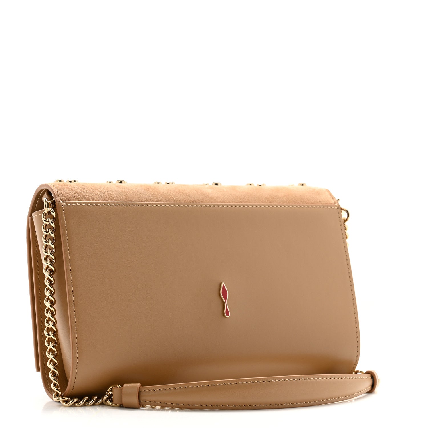 Christian Louboutin Suede Spikes Loubinthesky Paloma Clutch Lionne 3 of 10