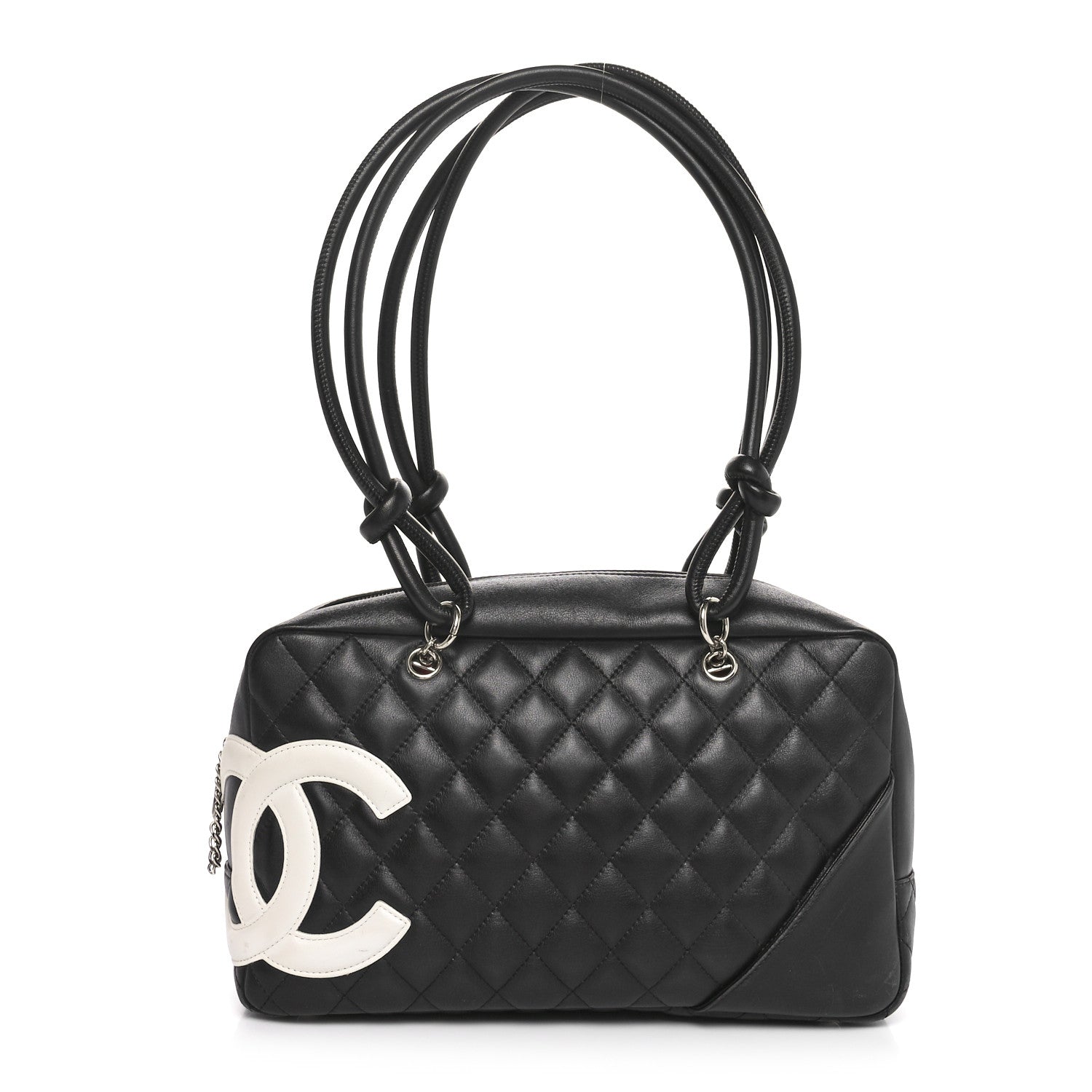 Chanel Calfskin Quilted Large Cambon Bowler Black White 1 of 10