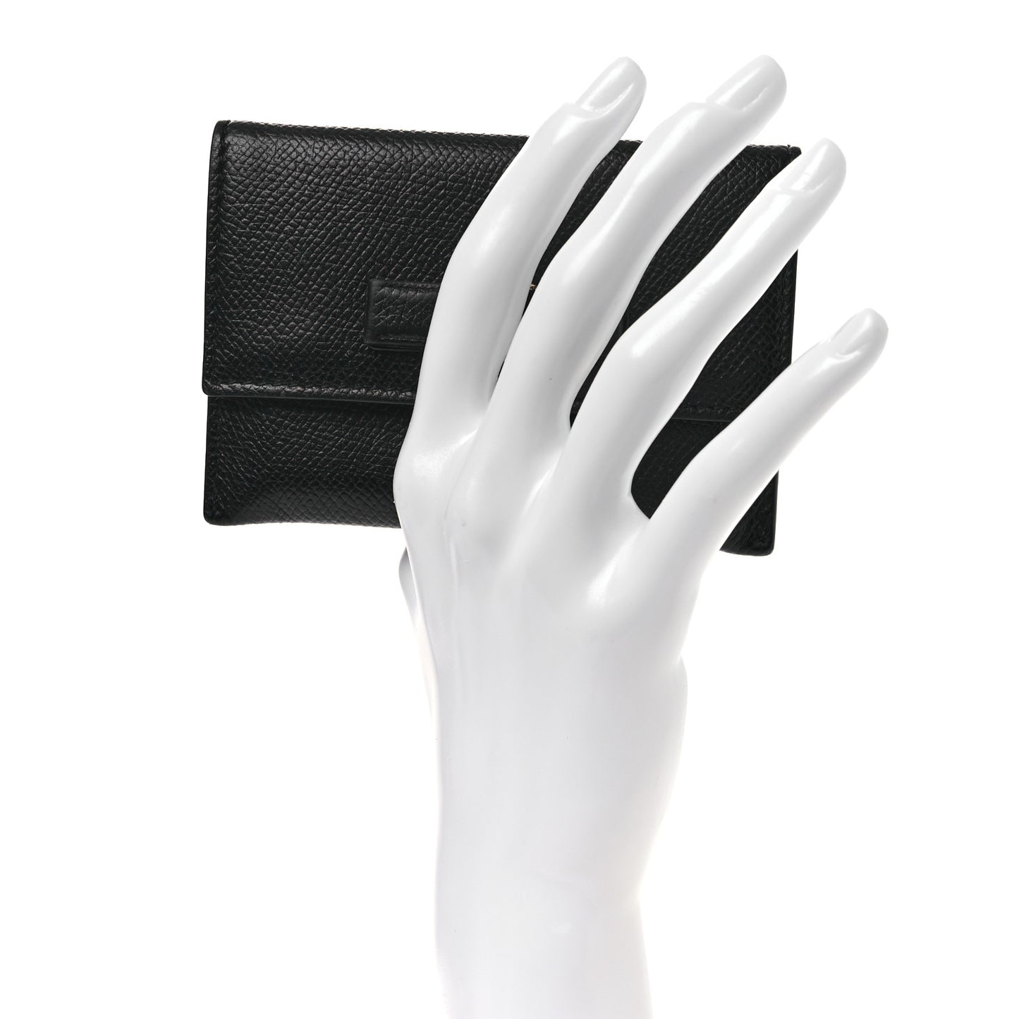 Pebbled Calfskin Flap Card Holder Black