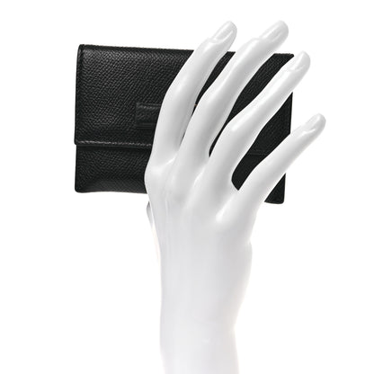 Salvatore Ferragamo Pebbled Calfskin Flap Card Holder Black 2 of 9