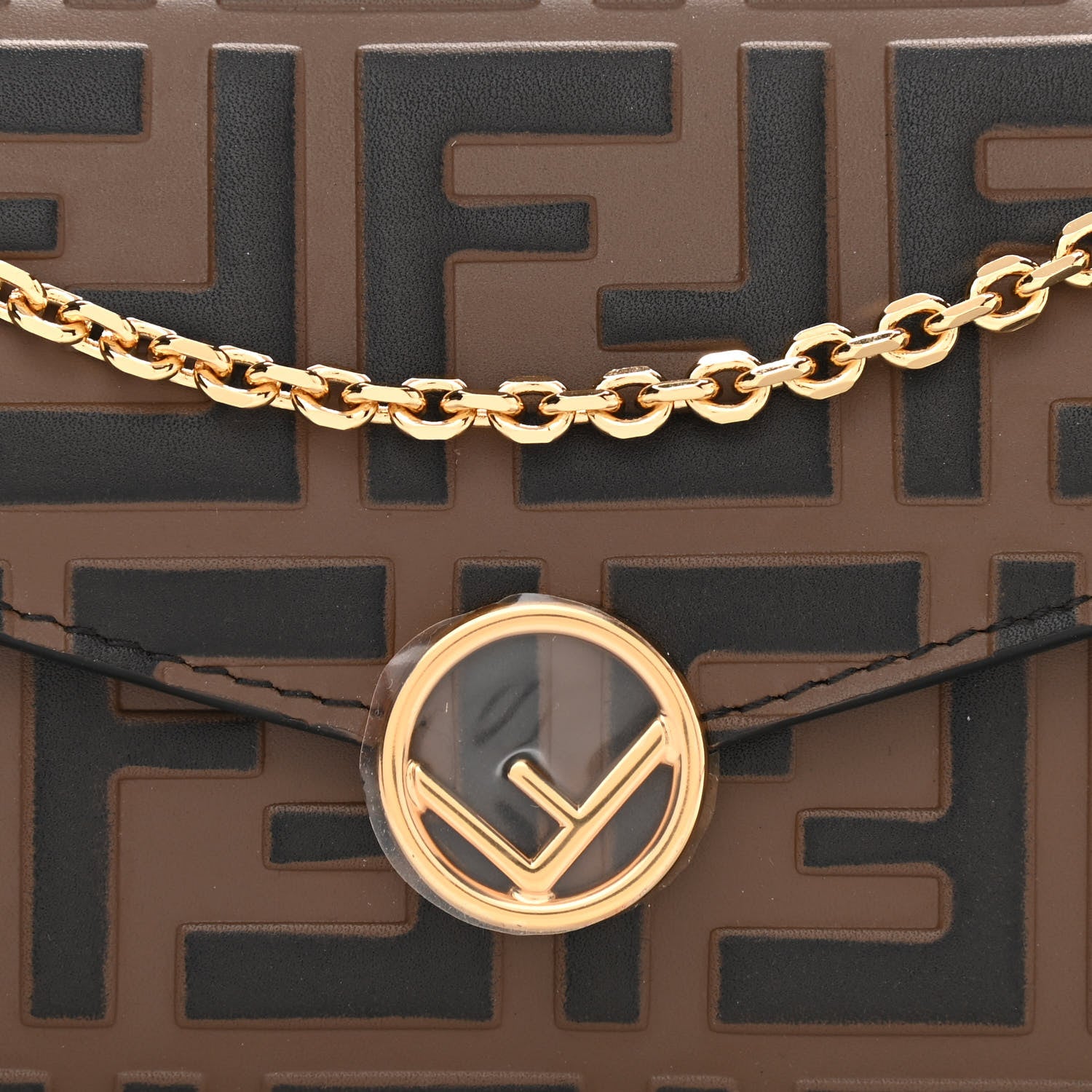Fendi Vitello Soft F is Fendi Bi-Color FF 1974 Embossed Continental Envelope Wallet On Chain Maya Black 8 of 10