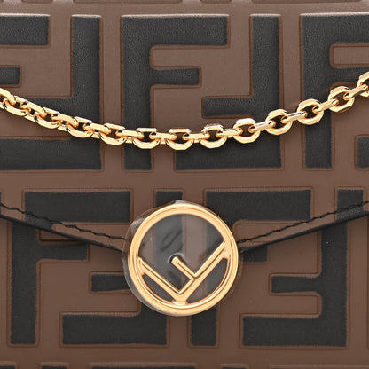Fendi Vitello Soft F is Fendi Bi-Color FF 1974 Embossed Continental Envelope Wallet On Chain Maya Black 8 of 10