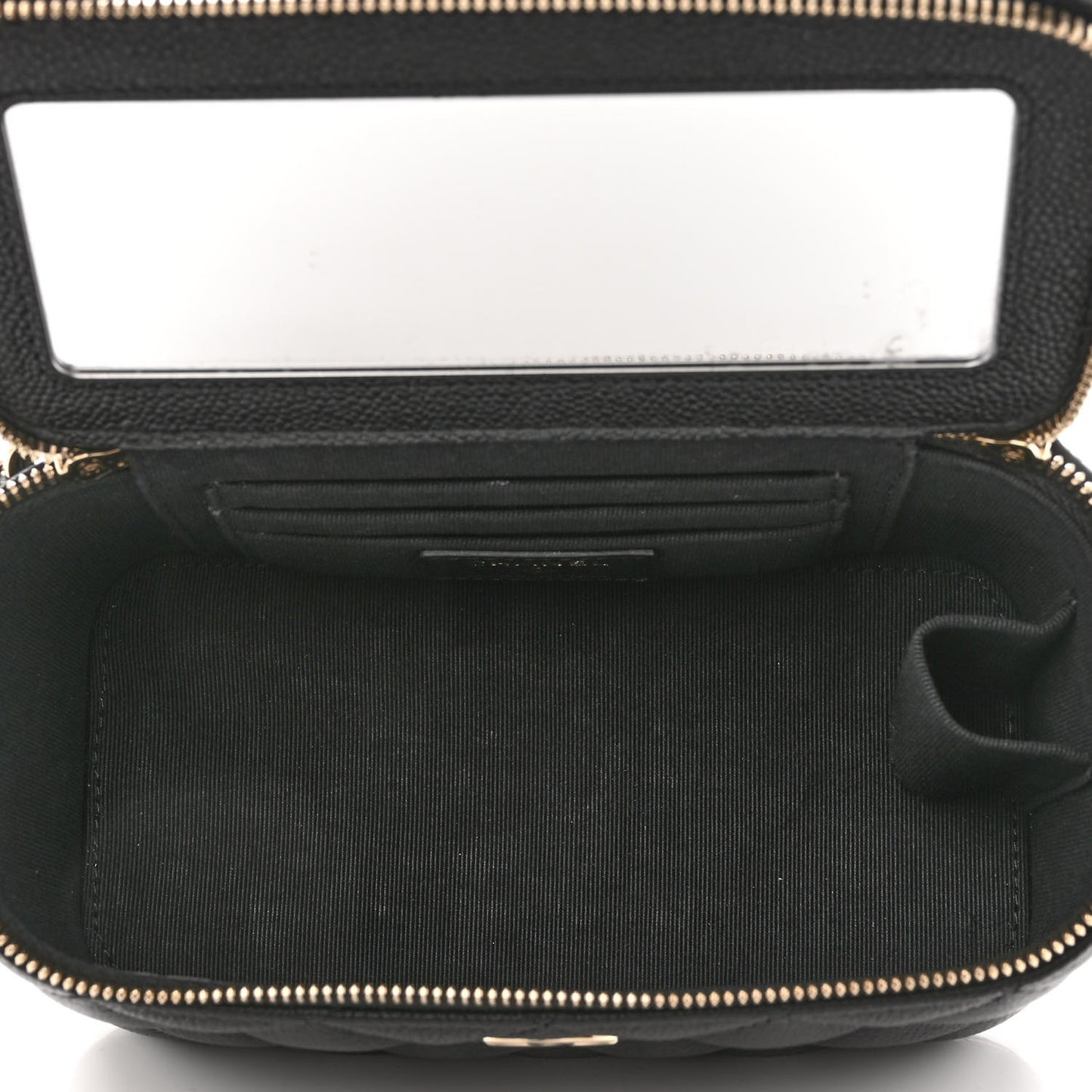 Caviar Quilted Small Tiny CC Vanity Case With Chain Black