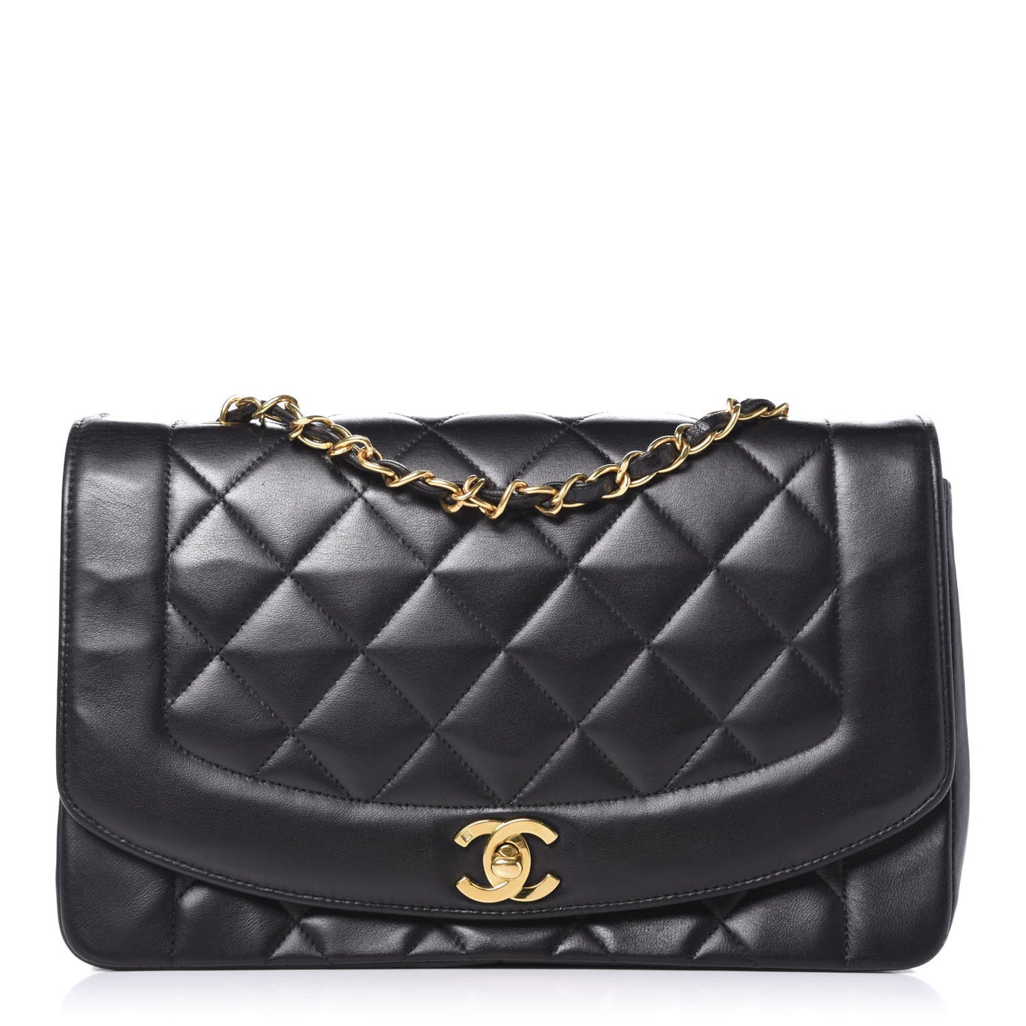 Lambskin Quilted Medium Single Flap Black