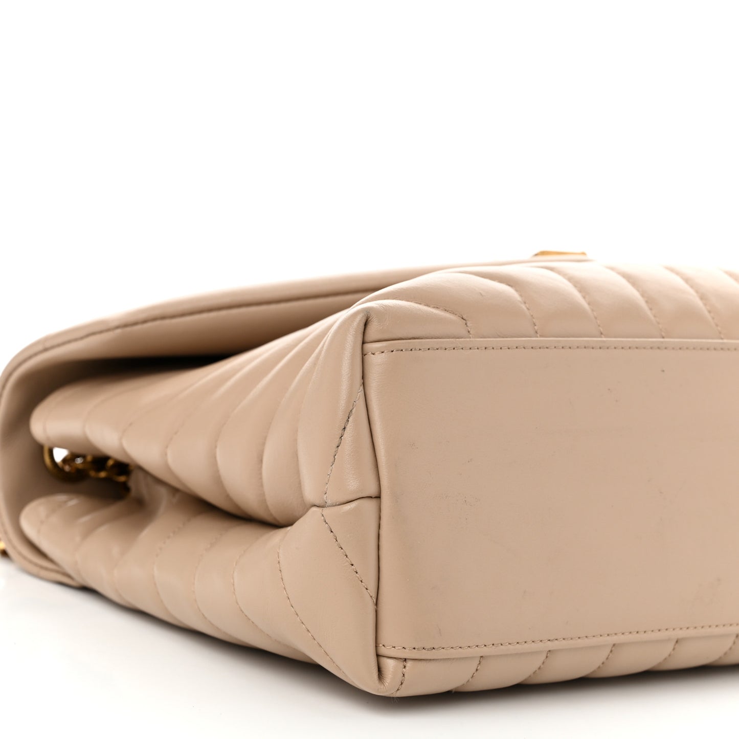 Calfskin Y Quilted Monogram Medium Loulou Chain Satchel Natural Tan