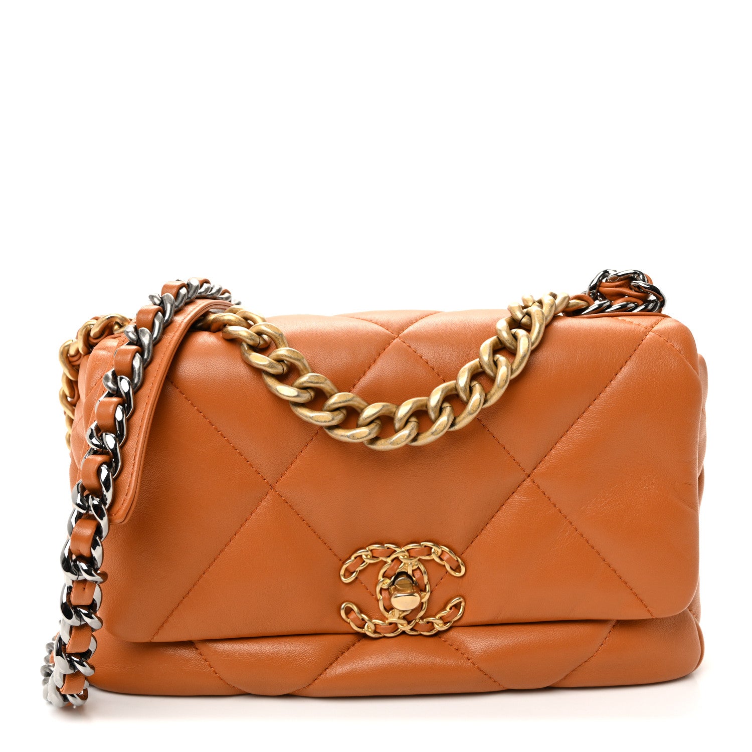 Chanel Lambskin Quilted Medium Chanel 19 Flap Light Brown 1 of 10