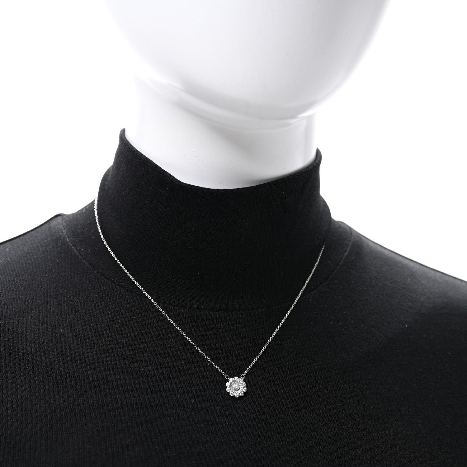Tiffany Platinum Diamond Flower Pendant Necklace 2 of 4