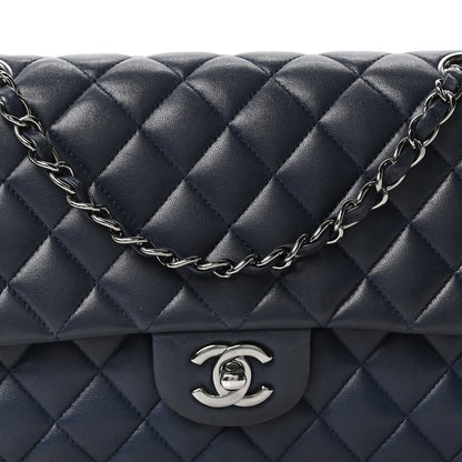 Chanel Lambskin Quilted Medium Double Flap Navy 8 of 10