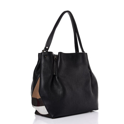 Burberry Grainy Calfskin House Check Medium Maidstone Black 3 of 8