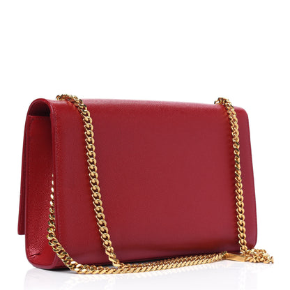 Saint Laurent Grain De Poudre Medium Monogram Kate Satchel Red 2 of 4