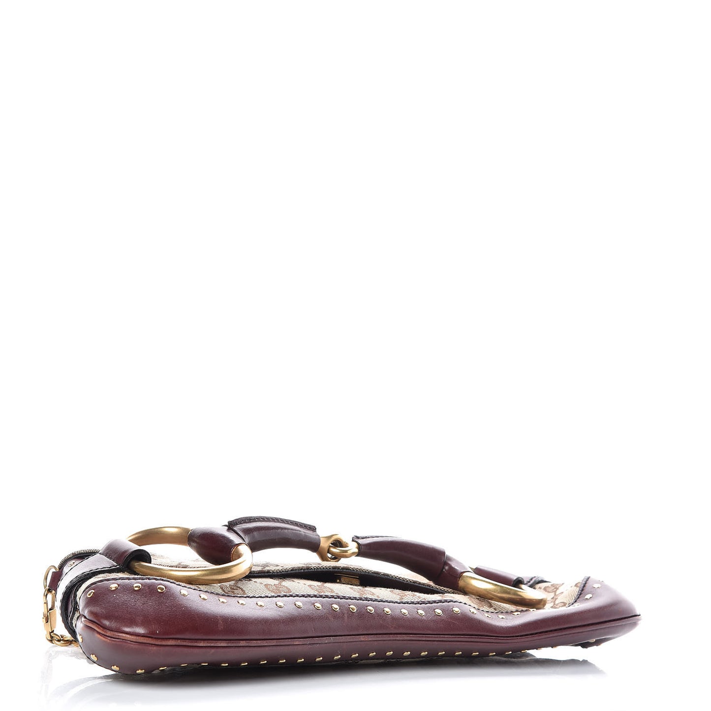 Monogram Studded Large Horsebit Clutch Bordeaux