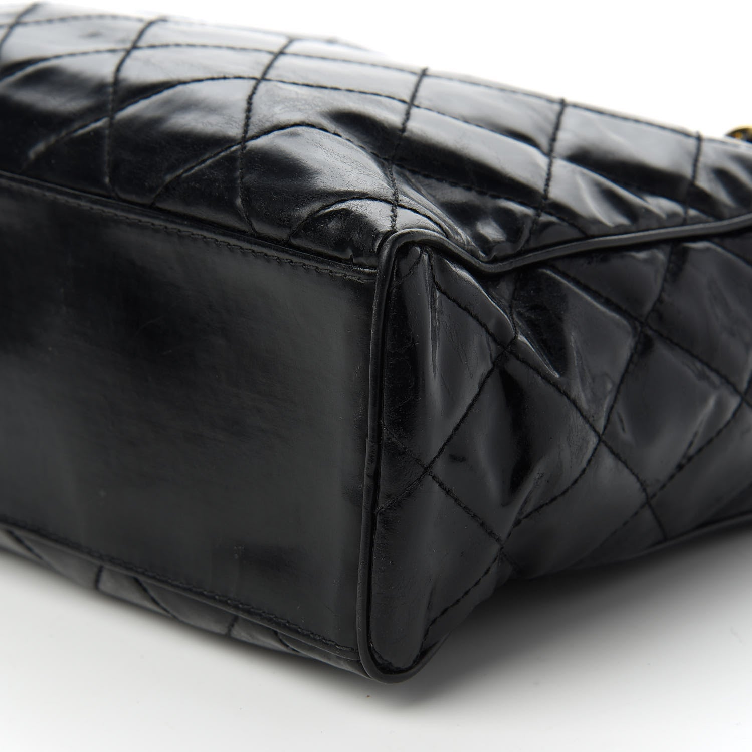 Chanel Patent Quilted Shoulder Bag Black 7 of 10