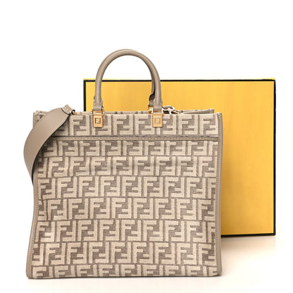 Fendi Chenille Vitello Cher FF Medium Fendi Sunshine Shopper Tote Tortora 10 of 10