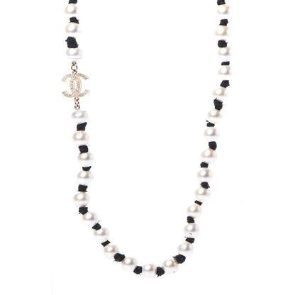 Chanel Pearl Grosgrain CC Long Necklace Gold 4 of 6